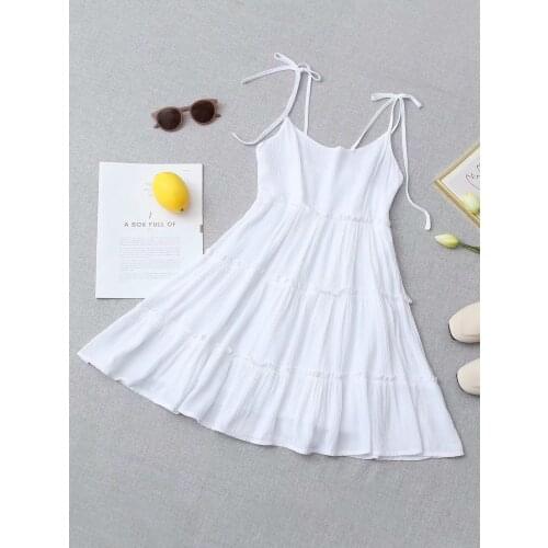 Korean Version of Loose U-neck Shoulder Strap Dress DLQZ753