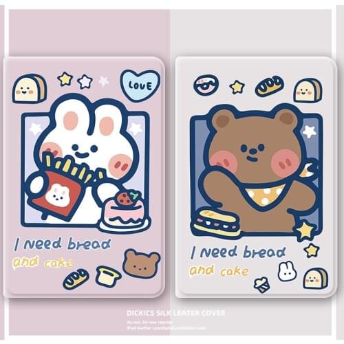 Cute Bear/rabbit Pattern TPU Leather Tablet Case for Ipad Mini 1 2 3 4 5 Protective Cover Shell Pro 11 Inch 2020 Air 1 2 Sleeve