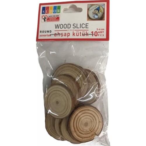 Südor Wood Slice Round 3-4 cm 10 Pieces