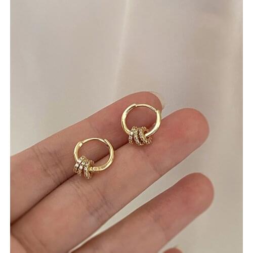 TIMEONLY Minimalist Bling Rhinestone Hoop Earrings Women Girl Gold Color Alloy Circle Hollow Statement Earrings Party Jewelry