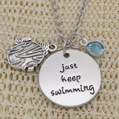 Fashion Inspirational Necklace fish just keep swimming crystal Alloy Necklace Chains Jewerly For Women N2025-1