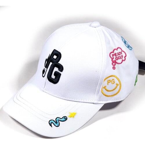 New High Quality Unisex Golf Hat Ins Black and White Hat Embroidered Sports PG Golf Cap
