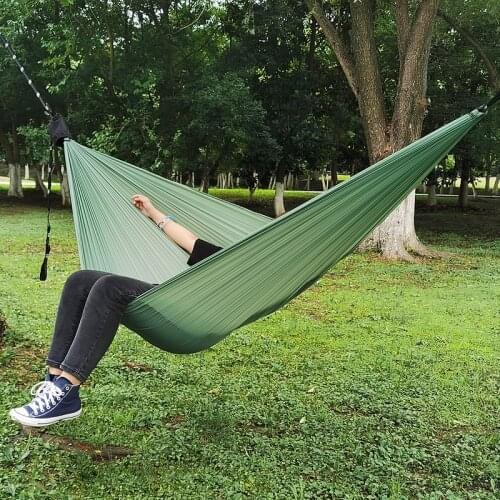 2021 New Ultralight 380T (20D) Outdoor Camping nylon Hammock Sleep Swing Tree Bed Garden Backyard Protable Hammock Chair