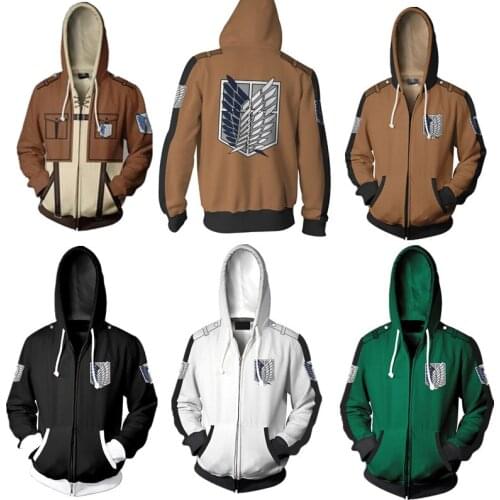 New Anime Attack On Titan hoodie jacket Shingeki no Kyojin Legion Eren cosplay costume Sweatshirts Zipper Hoodies Plus size 5XL