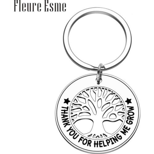 Thank You Keychain Gift for Teacher Women Men Grandmother Grandfather Father Mother Nurse Thank You for Helping Me Grow Keyring