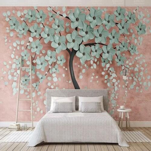 Custom Photo Wallpapers Simple One Tree Nordic Flowers Wall Cloth Living Room Waterproof Creative Background 3d Wall Wallpaper