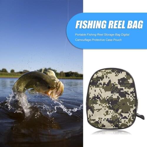 Portable Fishing Reel Storage Bag Digital Camo Durable Protective Case Fishing Army Green Digital Camouflage Accessory