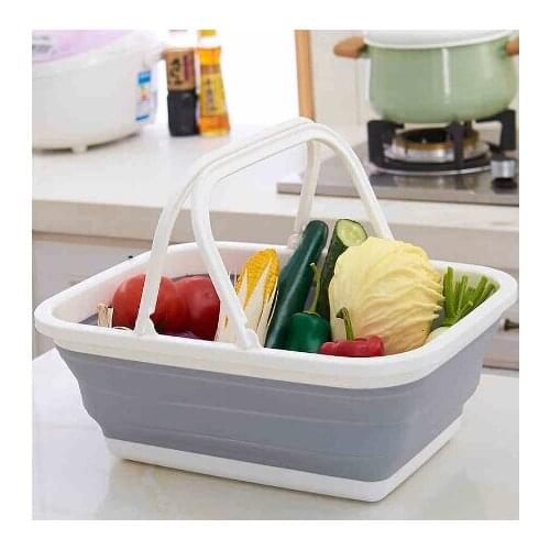 Portable Folding Plastic Square Bucket Cleaning Tools Laundry Basket Water Storage Basin Vegetable Fruits Accessories