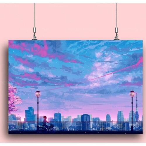 Hd Printed Street Lamp Poster Home Decor Dusk Landscape Canvas Painting Wall Art Anime Pictures For Bedroom Modular No Framed