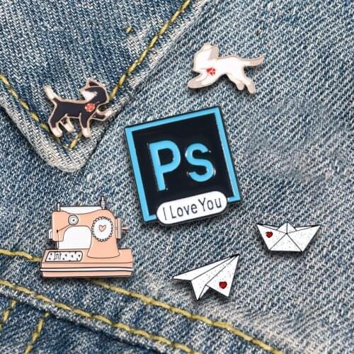 Ps:I Love You Enamel Lapel Pins Power of Love Brooches Cat Origami Badges Fashion Couple Lover Pins Gifts for Friends Wholesale
