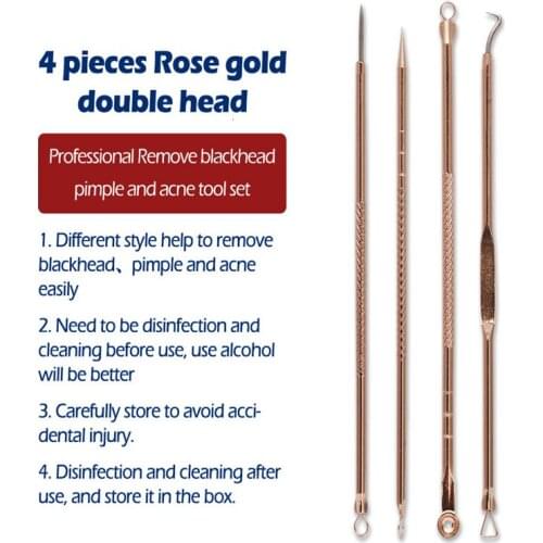 Rose Gold Acne Removal Needle Pimple Needle Blackhead Remover Acne Treatment Acne Needle Black Mask Acne Extractor Remover 4pcs