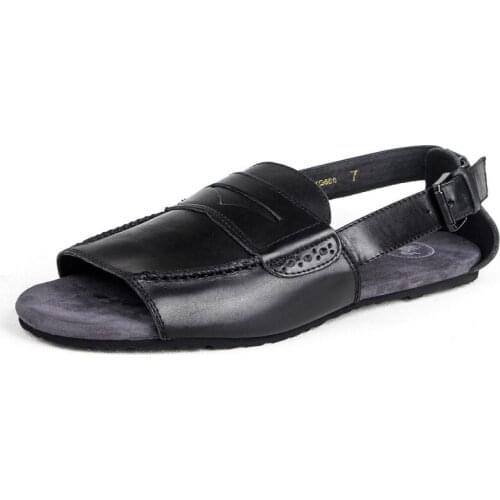 European Style Mens Sandal High Quality Leather Breathable Slides Fashion Buckle Retro Gladiator Sandals Summer Beach Shoes Male