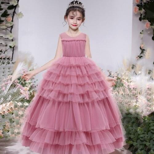 Kids Vintage Costume Kids Dresses For Girls Children Embroidery Princess Petal Dress Girl Party Wedding Dress Elegant 10 12 Year