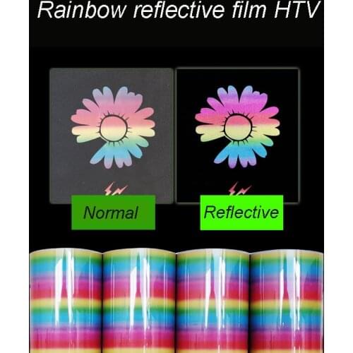 1 Roll 25*100cm bright rainbow reflective lettering film heat transfer vinyl film T-shirt Iron On HTV Printing