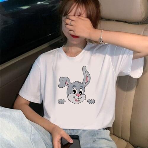 Female Clothin Cartoon Rabbits Painting T Shirt Women Aesthetic shirt Ullzang Harajuku Vintage tshirt New Fashion Top Tees
