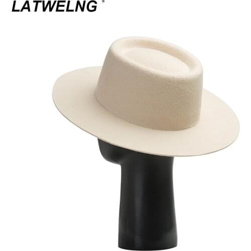 2021 Ring Top Fedroa Hats For Women 100% Wool White Wedding Hats Fashion Party Hat Autumn Winter Warm Hats Wholesale Dropshipp