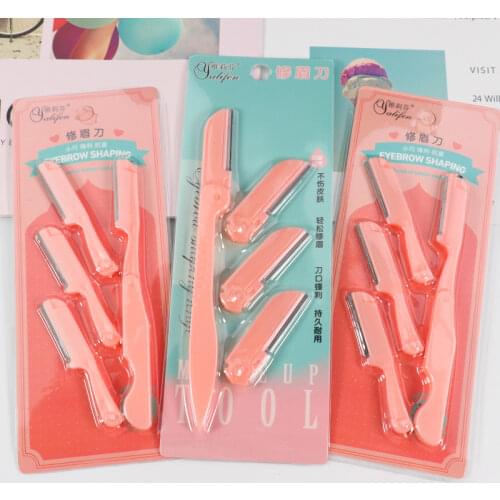 1 Set Eyebrow Shaper Pink Facial Eyebrow Trimmer Women Grooming Shaver Shaping Safe Razor Facial Hair Remover Scissors