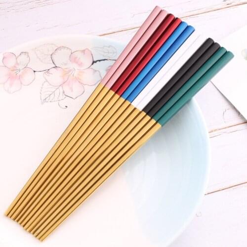 1 pair 304 stainless steel Sushi Chopsticks Metal Chop Stick Food Grade Square Chinese Silver Reusable Chopstick Kitchen Tools