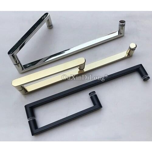 304 Stainless steel bathroom handle L type polish chrome shower room glass door handle C-C:425*225mm JF1251