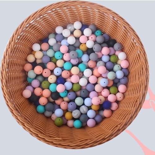 10pcs 15MM Round Baby Teething Beads DIY Chewing Colorful Teeth Pacifier Chain Bracelet BPA Free Silicone Beads Newborn Care Toy