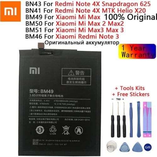 100% Original Replacement Battery For Xiaomi Mi Max Max 2 Max 3 Redmi Note 3 Pro Redmi Note 4X / Note4 Phone batteries +Tools