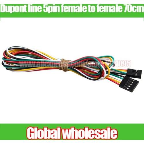 15pcs color Ribbon cable 5pin female - female DuPont Plug Cable / 70cm Dupont line 5P female-female