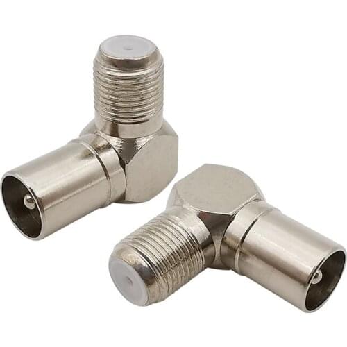 2Pcs/lot L Shape F-Type Jack to TV Plug RF Coaxial Cable Antenna Connector Right Angle TV Male to F Female Aerial Adapter