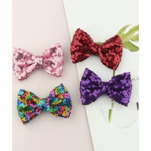 25pcs/set Girls Princess Hairgrips 3 Inch Hair Bow WITH/WITHOUT Clips Rainbow Shiny Hairbow Children Sweet Head Wear Barrettes