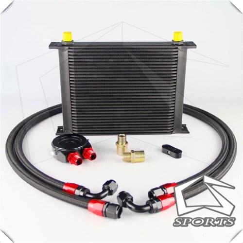 30 Row AN8 Engine Oil Cooler + 3/4*16 & M20 Filter Adapter hose Kit