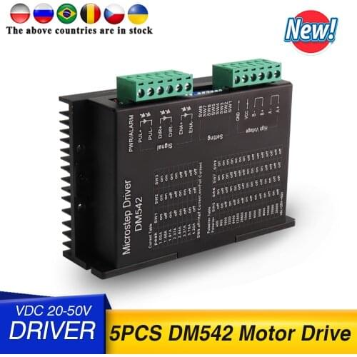 5PCS DM542 Stepper Motor Controller Leadshine 2-phase Digital Stepper Motor Driver 18-48 VDC Max