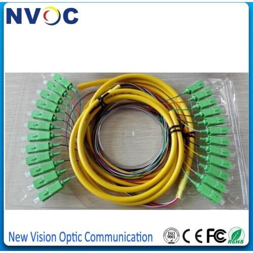5pcs/Lot,12 Cords SC Fiber Bundle Optic Pigtail APC SM 3M,SM 12Cores SC/APC Distribution Fanout Fiber Optic Pigtail,PVC Jacket