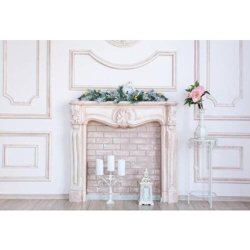 White wall Wedding dress photo backgrounds vinyl modern fireplace photography backdrops for photo studio props Photophone LV-974