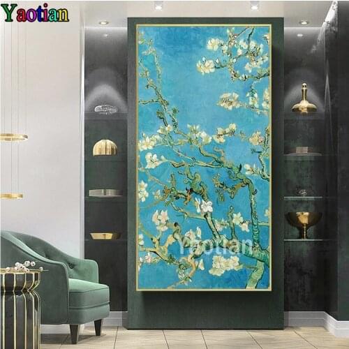 Large DIY Diamond Painting Almond Blossom By Van Gogh Famous Painting Diamond Embroidery Cross Stitch Mosaic Sticker Gift