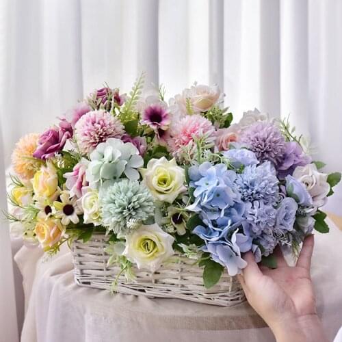 Bouquet Hydrangea Artificial Silk Flower Bridal Bouquet Artificial Flowers Wedding Home Decoration Artificial Flowers