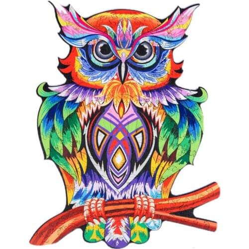 DIY Wooden Puzzle For Adults and Kids,Animals Shape Puzzle,Gift Puzzle,Owl Shape Colorful Wooden Puzzles, Wooden Jigsaw Puzzles