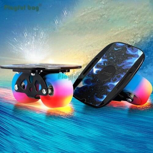 Playful Bag 1pair Drift Board Street Skateboard Flashing Wheel Drift Plate for adult kids Aluminium alloy Board MA08