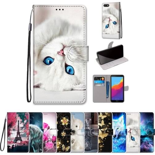 PU Leather Flip Coque For Huawei Y5 Y5 Prime 2018 Y5 2019 Case Cover Cartoon Funda For Huawei Honor 7S 8S Play 7 Case Cover