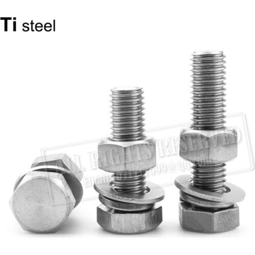 Nut bolt M8 titanium hex head bolt stitanium washer Ti steel Hex Nut titanium steel