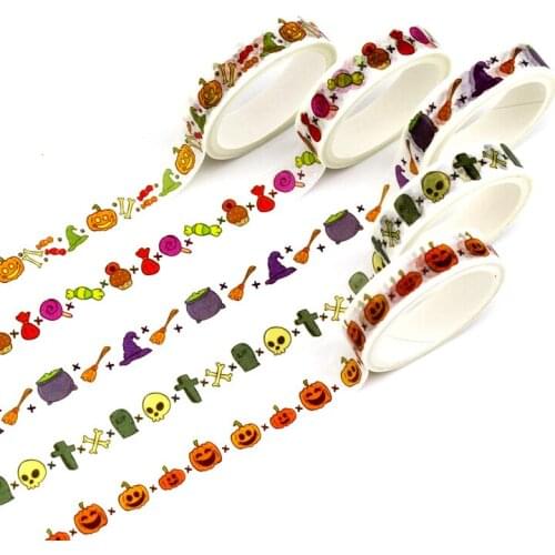 10Boxes/lot Candy Pumpkin Magic Hat Halloween Washi Tapes Paper for Scrapbooking Adhesive Masking Tapes School Supply Wholesale