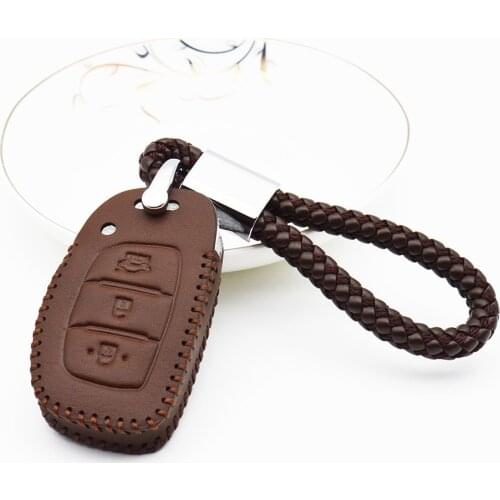 Leather Car Key Cover Case For Hyundai HB20 i30 ix20 Solaris Creta Getz ix25 i10 i20 Tucson Elantra Santa Fe 2016 2017 2018 ix35