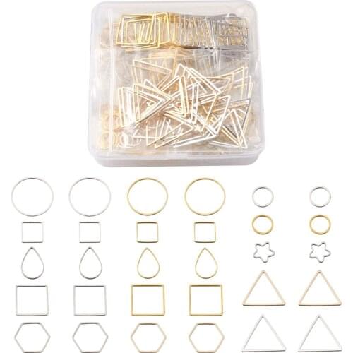 Brass Linking Rings, Mixed Shapes, Mixed Color, 300pcs/box