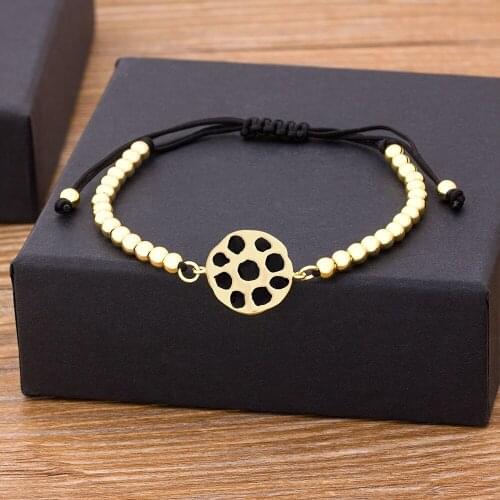Fashion Copper CZ Braiding Handmade Bead Bracelet Macrame Paved Adjustable Rope Jewelry For Men Women New Year Party Gift