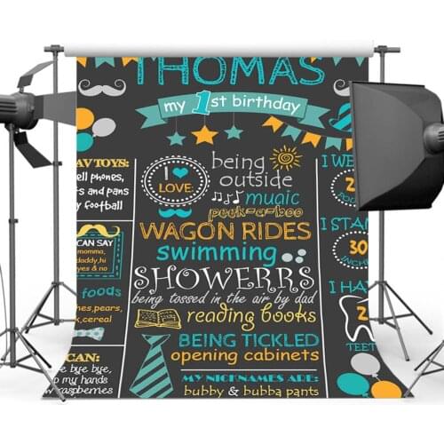 MOCSIKA First Birthday Background for Photography Black Board Party Baby Shower Photo Backdrop Studio Customize PA-001
