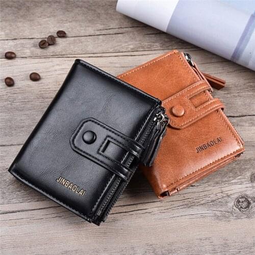 Men Wallet Brand Wallet Double Zipper Hasp Design Small Wallet Male High Quality Short Card Holder Coin Purse Carteira