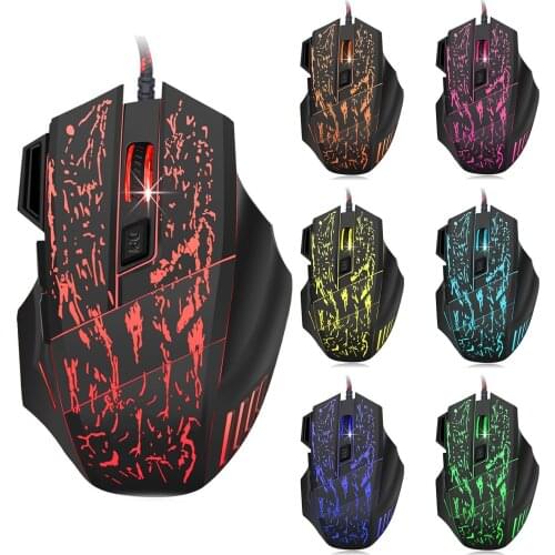 Profession Gamer Gaming Mouse 3200 DPI USB Computer Mouse Gamer Mice For PC Laptop RGB Optical Mice 7 Colorful Luminescence