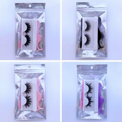 15mm 16mm Mink Lashes in Bulk Tweezers and Brush Kit Packaging Laser Bag Wholesale False Eye Lash Extensions