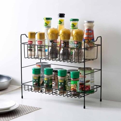 New 2/3 Layers Storage Shelf Kitchen Organizer Rack Stand Spice Rack Organizer Condiments Holder Bathroom Iron Storage Shelves