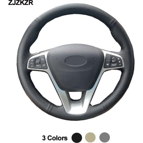 Hand Sew Car Steering-Wheel Cover Black Beige Gray Wrap For Lada Vesta Xray 2015-2018 2019 2020 2021 Braid on the Steering wheel