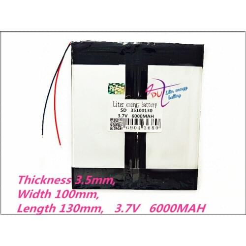 35100130 3.7V,6000mAH[3550130*2] Polymer lithium ion battery for for the tablet - DNS AirTab DUAL CORE TABLET PC