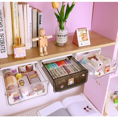 Simple wear-resistant small volume large capacity super load-bearing fast push and pull under the desk drawer storage box J06